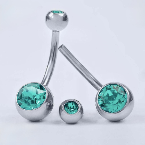 Банан Голубой циркон 2 камня 1.6 мм (14 G) фото 2